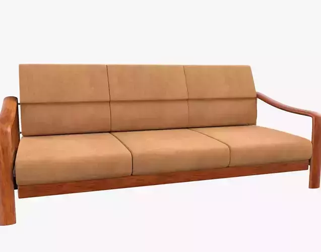 Vintage Teak Sofa Velvet Orange