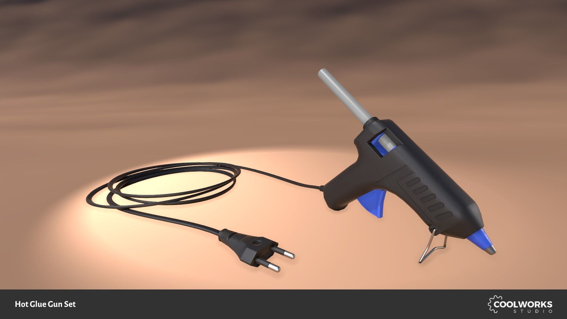 Hot Glue Gun Set Low-poly 3D model_6