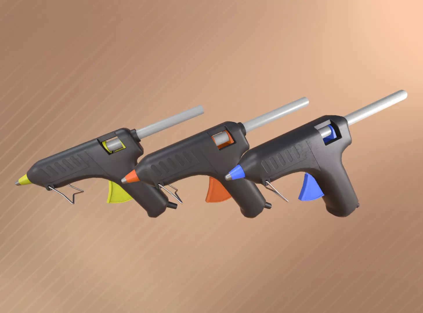 Hot Glue Gun Set Low-poly 3D model_0