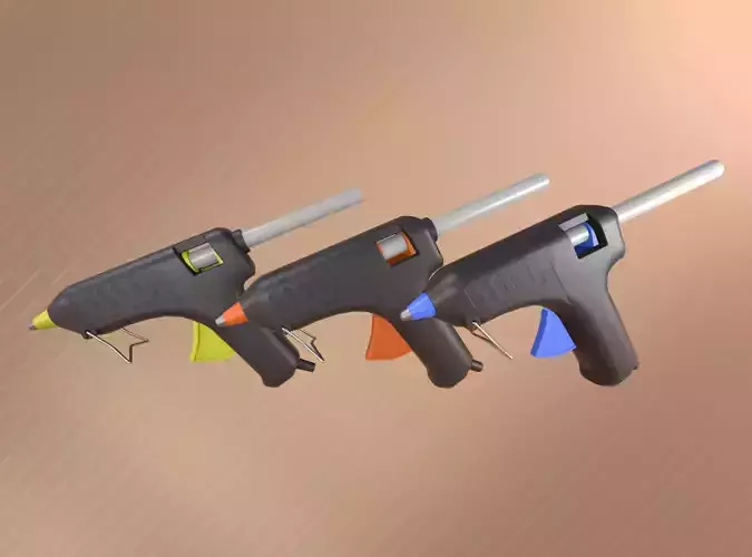 Hot Glue Gun Set Low-poly 3D model