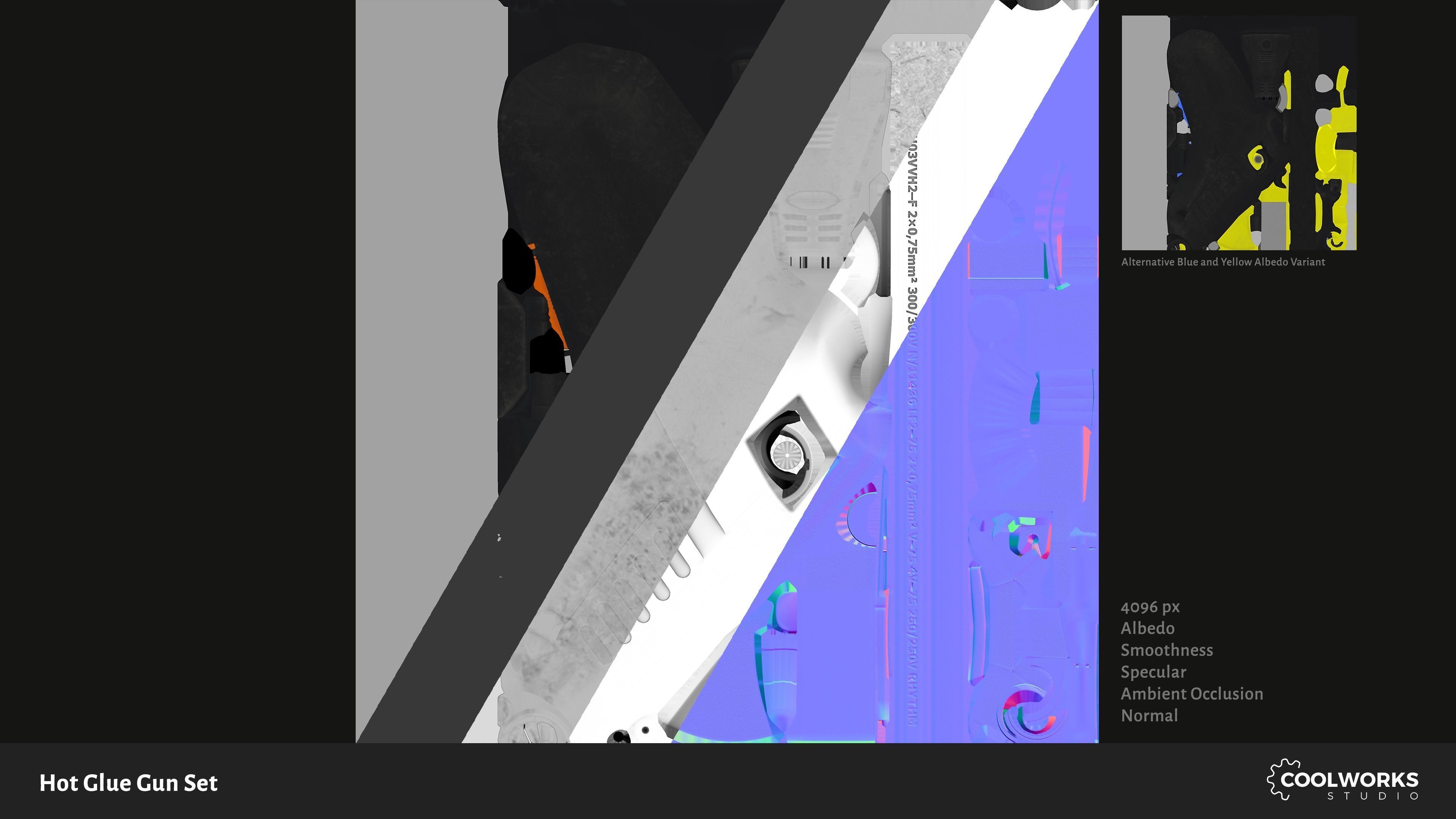 Hot Glue Gun Set Low-poly 3D model_11