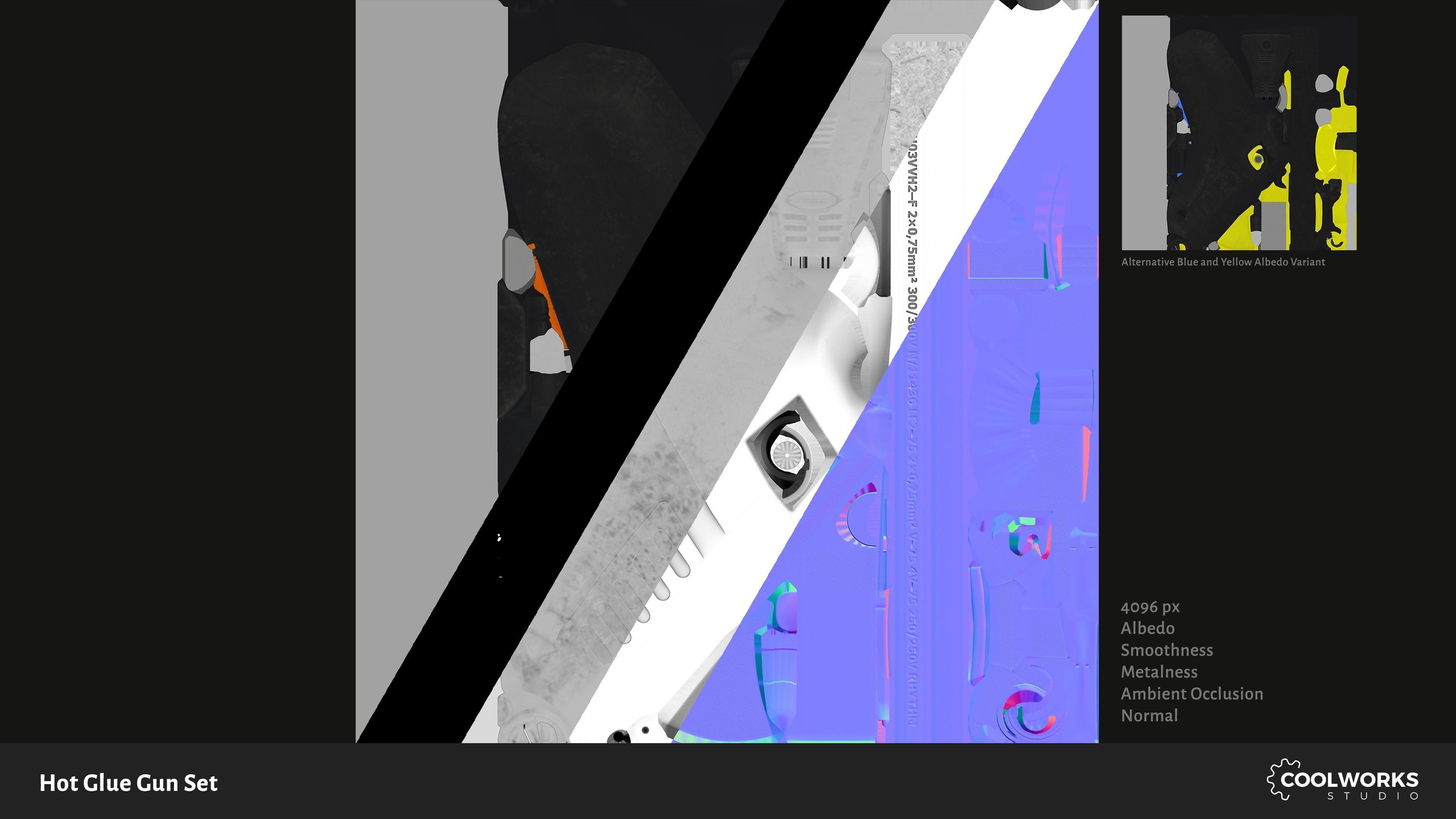 Hot Glue Gun Set Low-poly 3D model_12