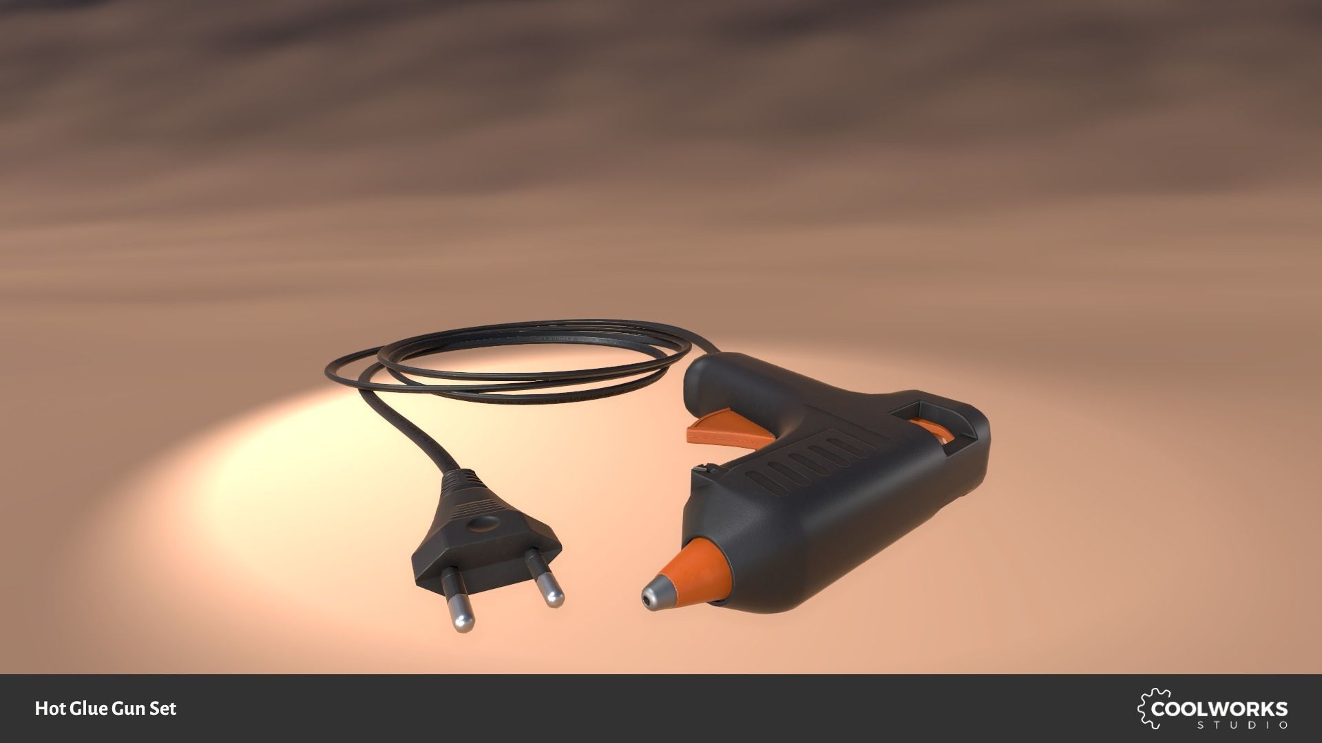 Hot Glue Gun Set Low-poly 3D model_5