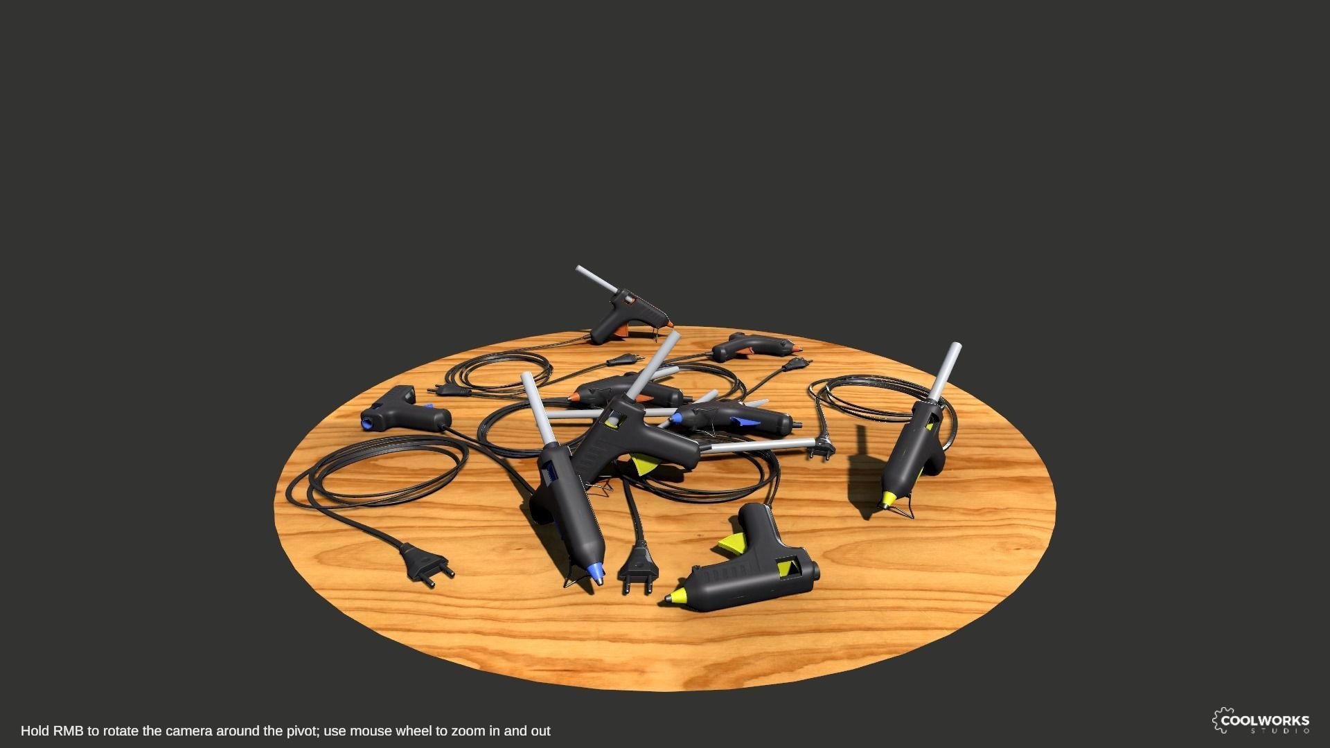 Hot Glue Gun Set Low-poly 3D model_7