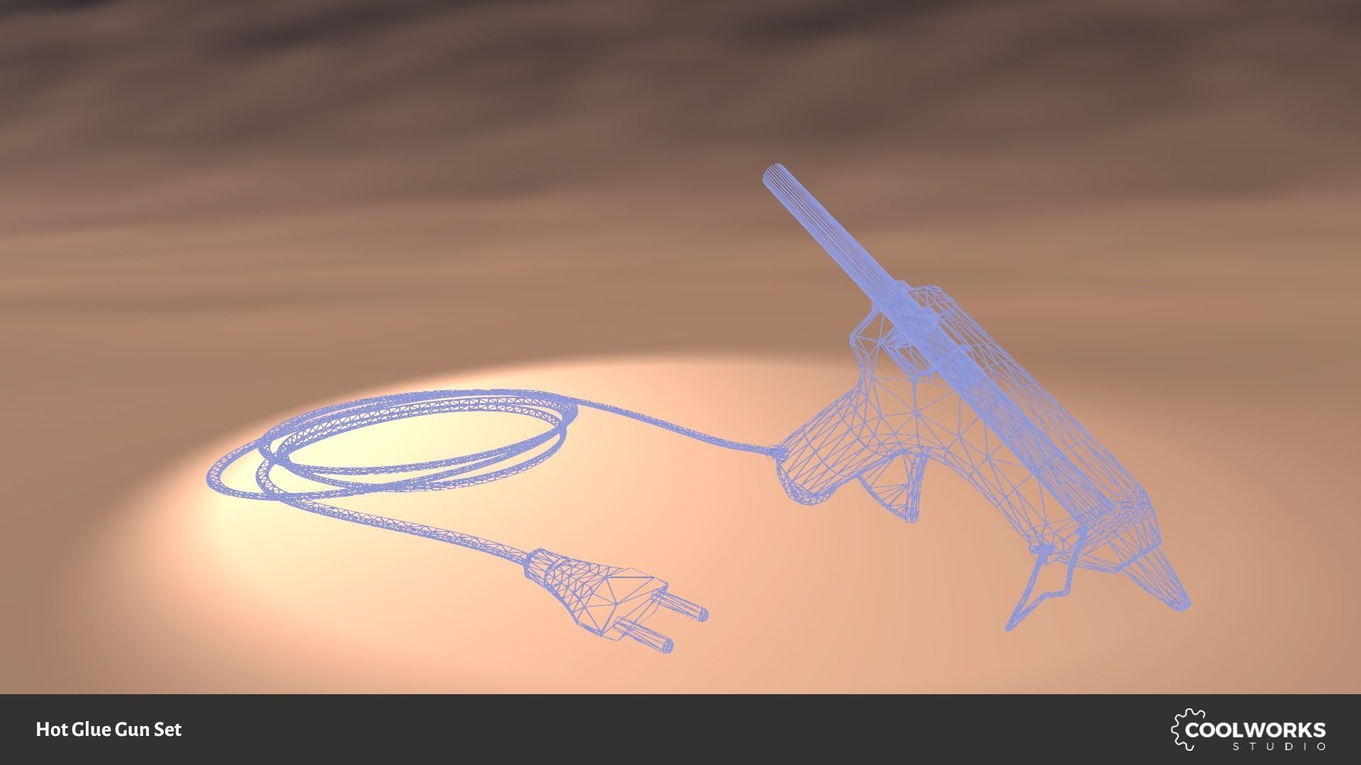 Hot Glue Gun Set Low-poly 3D model_10