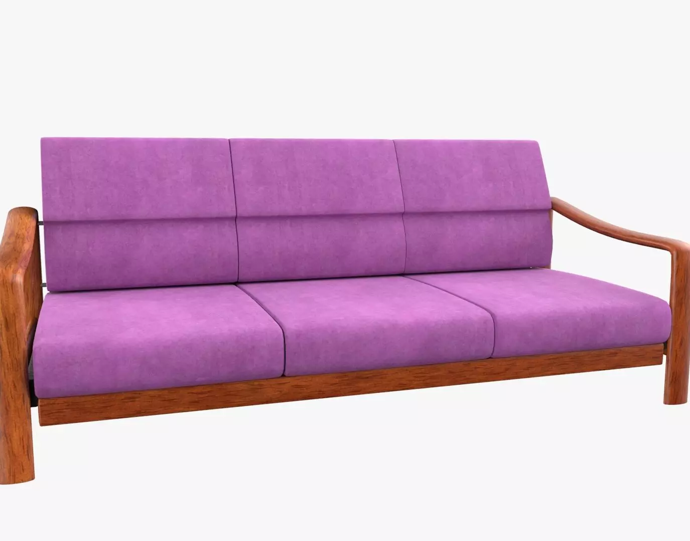 Vintage Teak Sofa Velvet Pink 3D model
