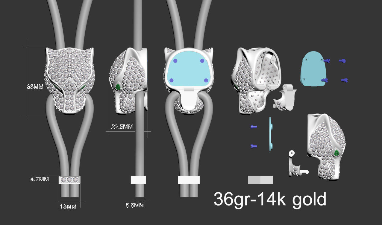 pendant panther 3D print model_4