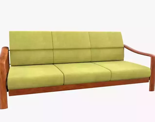 Vintage Teak Sofa Velvet Yellow