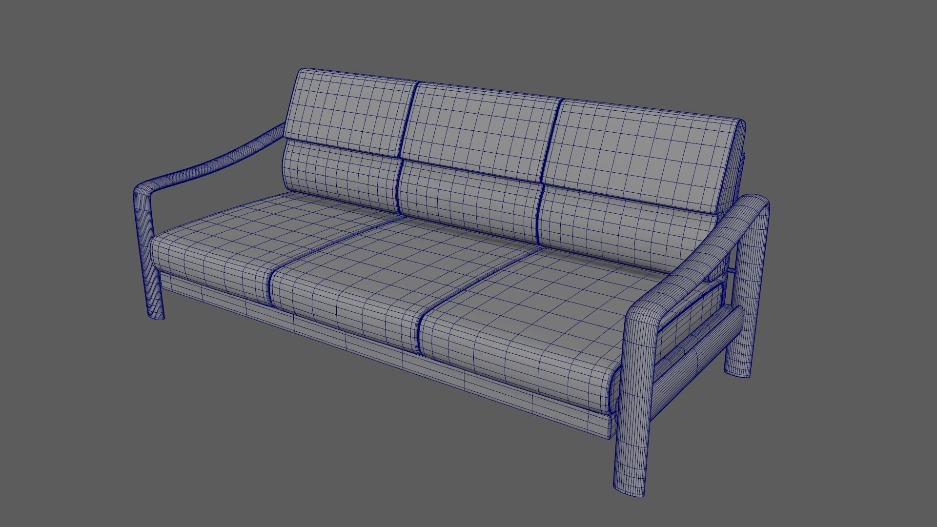 Vintage Teak Sofa Velvet Yellow 3D model_10