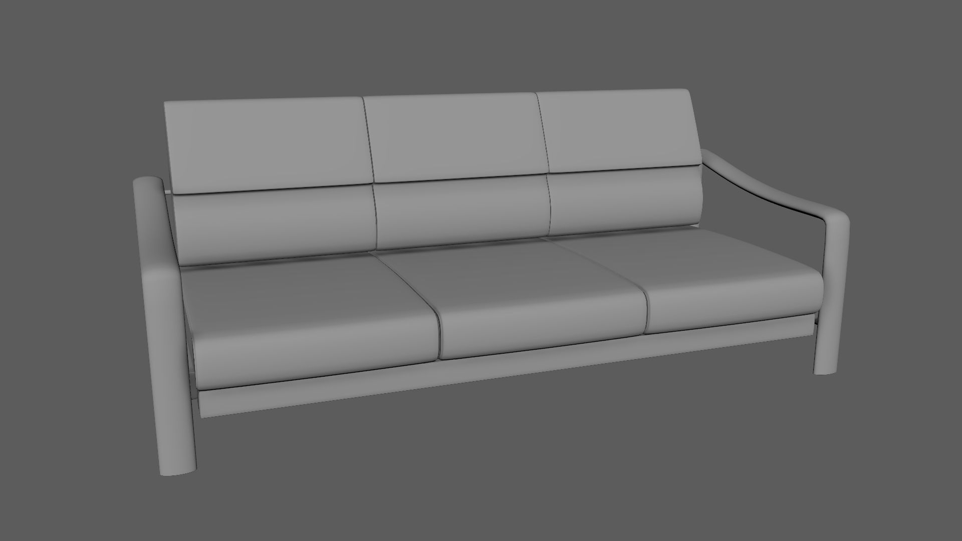 Vintage Teak Sofa Velvet Yellow 3D model_5