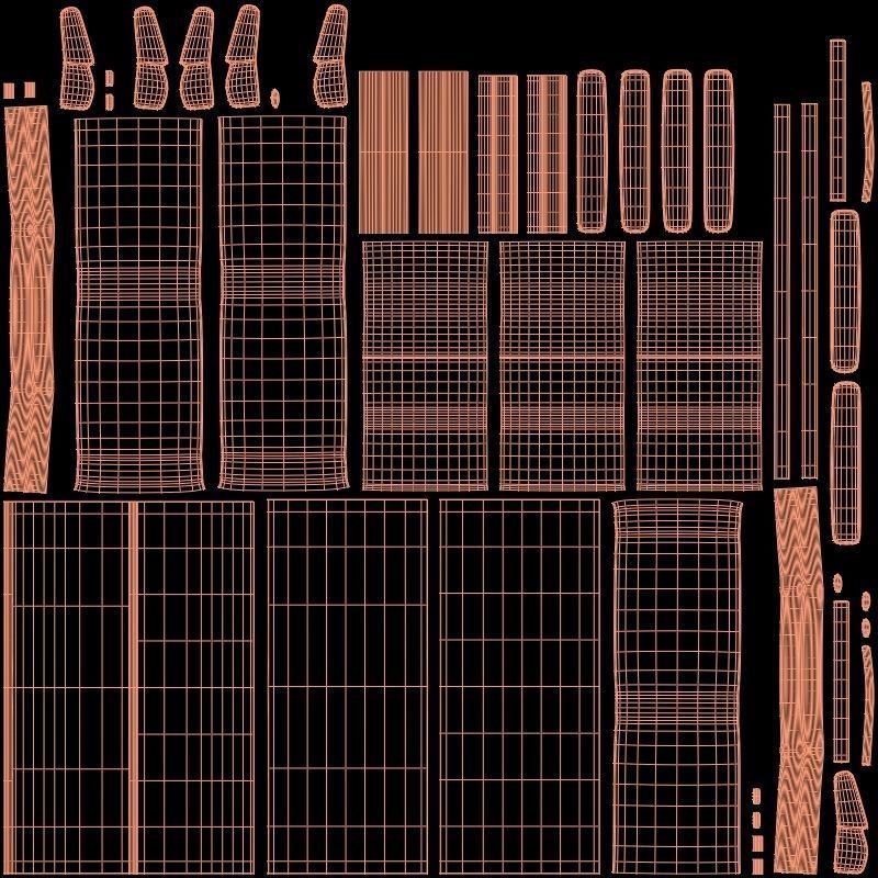 Vintage Teak Sofa Velvet Yellow 3D model_21