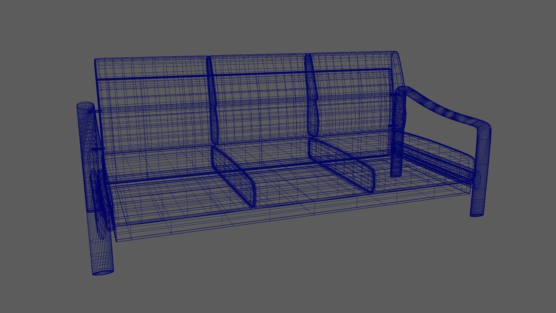 Vintage Teak Sofa Velvet Yellow 3D model_13