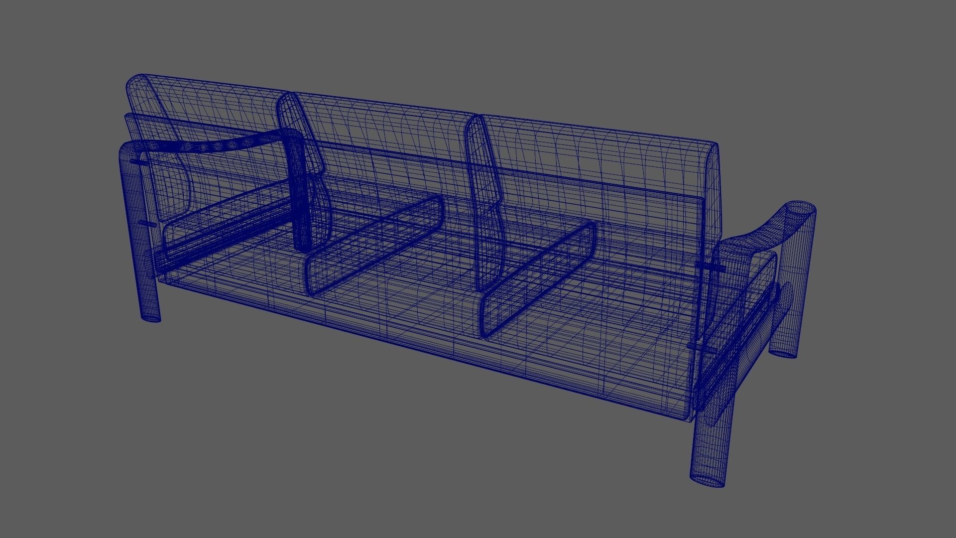 Vintage Teak Sofa Velvet Yellow 3D model_16