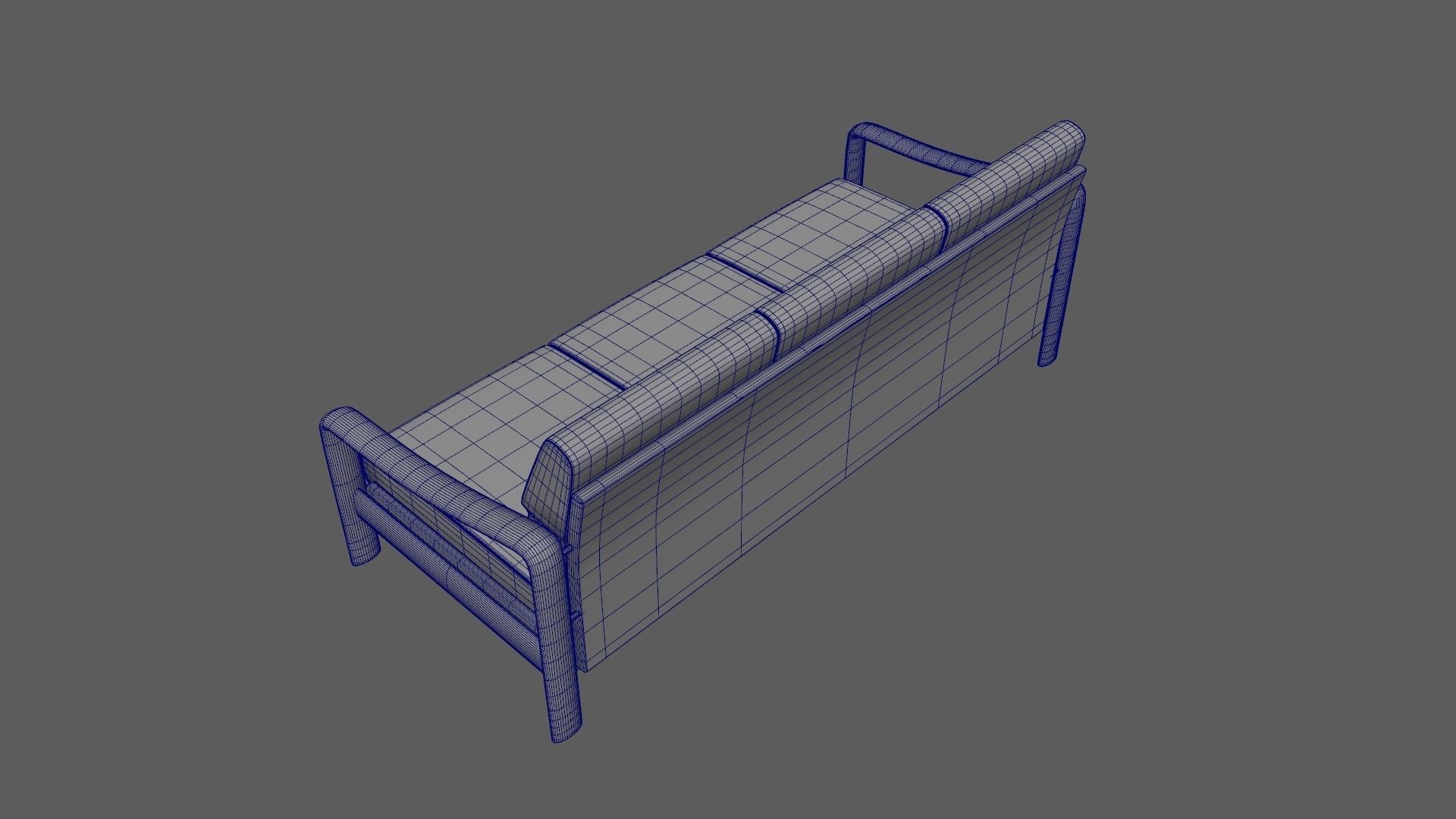 Vintage Teak Sofa Velvet Yellow 3D model_11