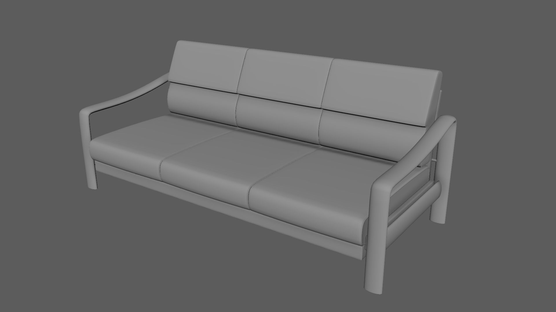 Vintage Teak Sofa Velvet Yellow 3D model_6