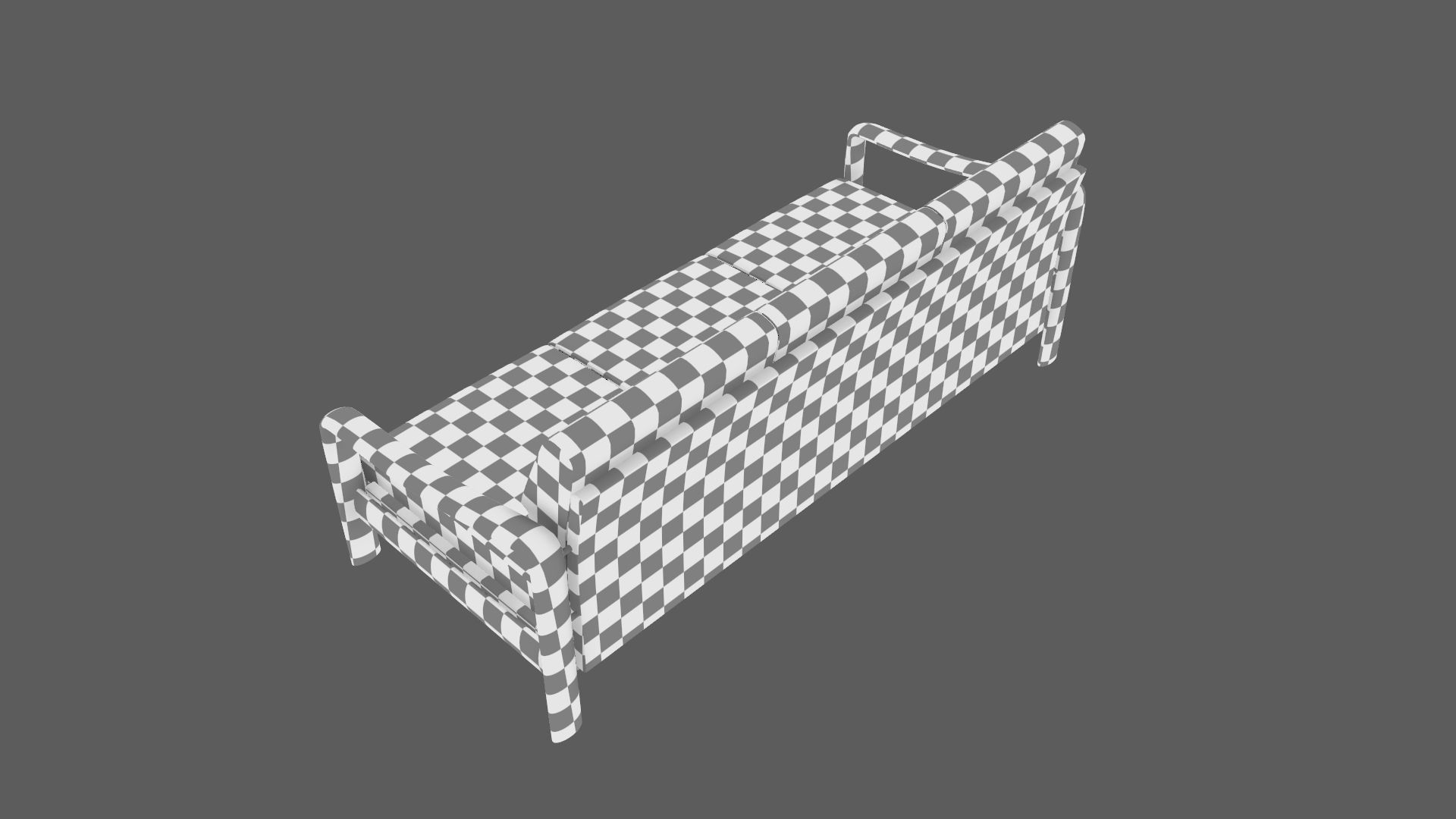 Vintage Teak Sofa Velvet Yellow 3D model_19