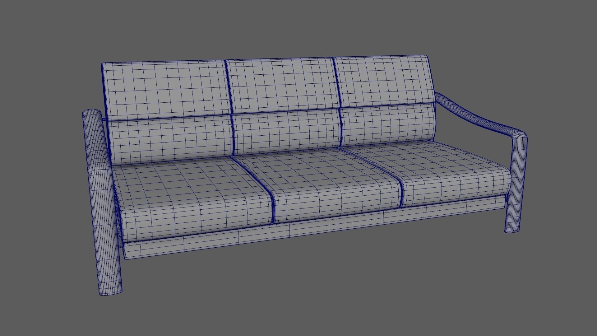 Vintage Teak Sofa Velvet Yellow 3D model_9