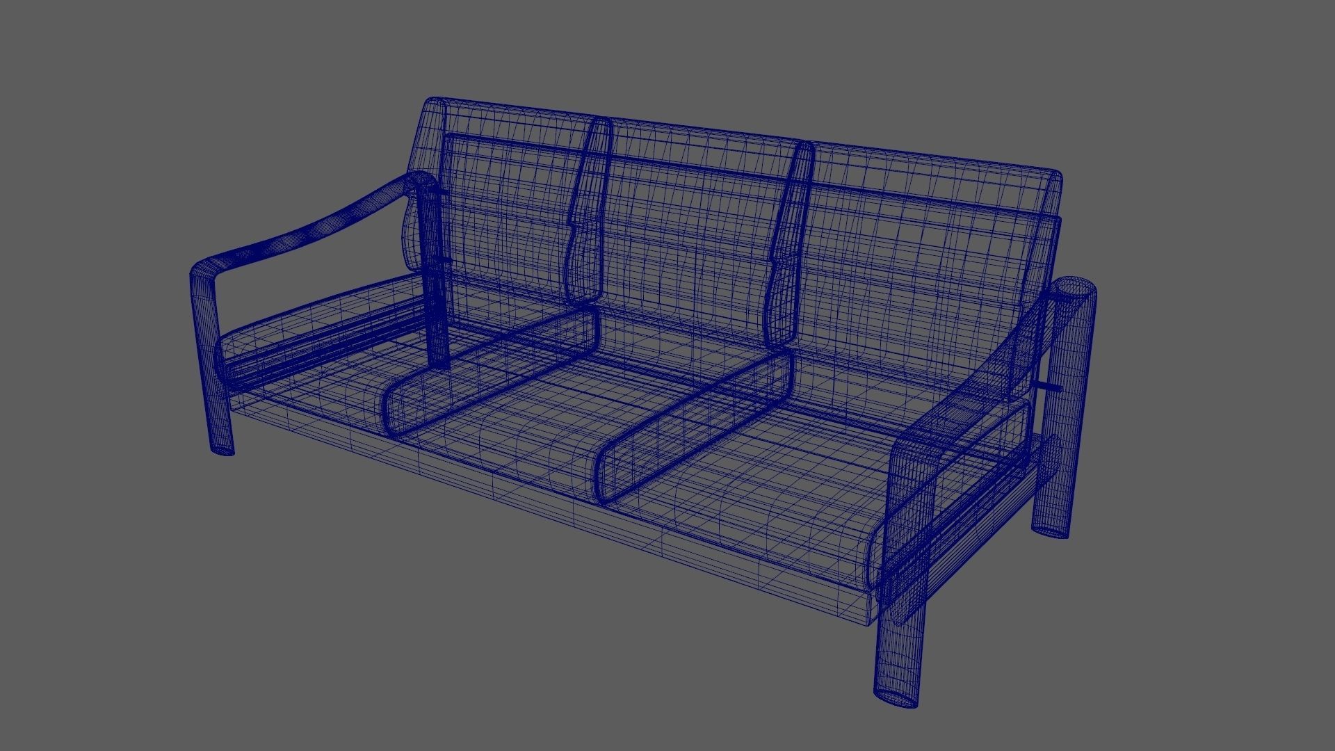 Vintage Teak Sofa Velvet Yellow 3D model_14