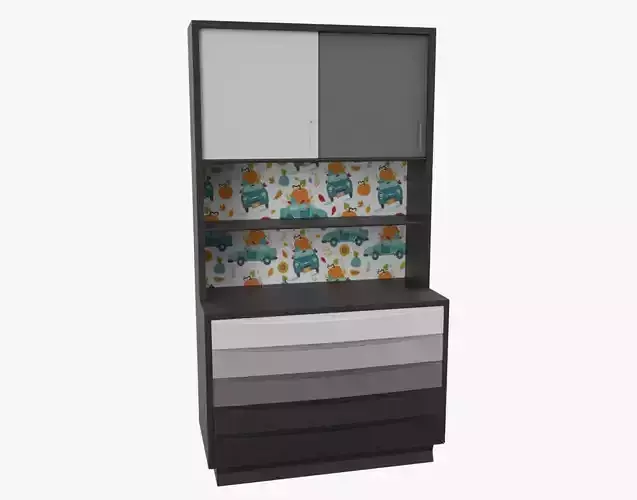 Children Bedroom Wall Cabinet Black