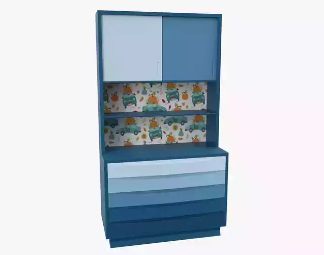Children Bedroom Wall Cabinet Blue 3D model