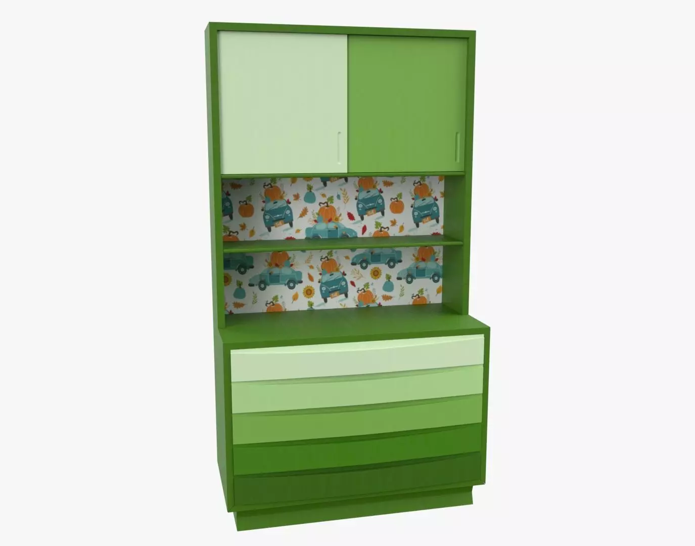 Children Bedroom Wall Cabinet Green 3D model