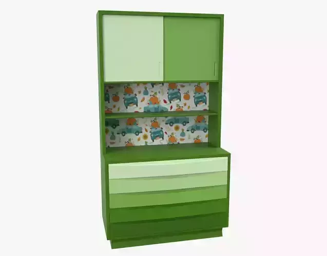 Children Bedroom Wall Cabinet Green