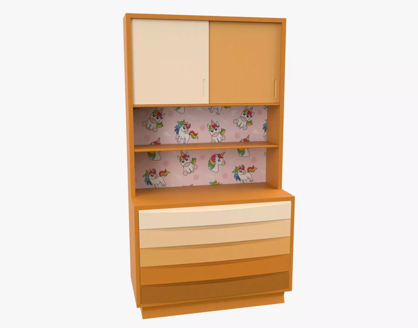 Children Bedroom Wall Cabinet Orange 3D model