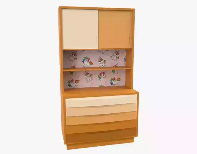 Children Bedroom Wall Cabinet Orange