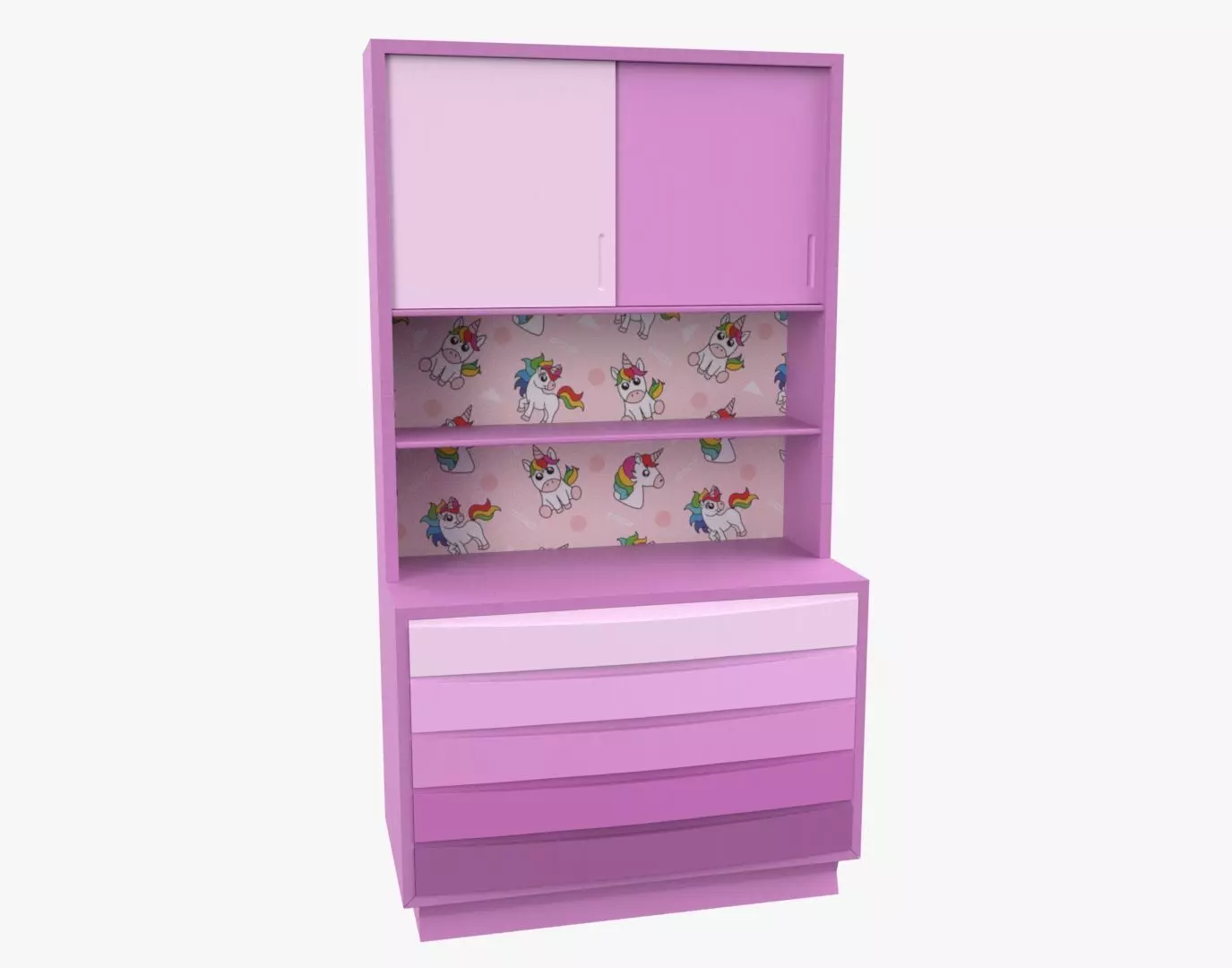Children Bedroom Wall Cabinet Pink 3D model_0