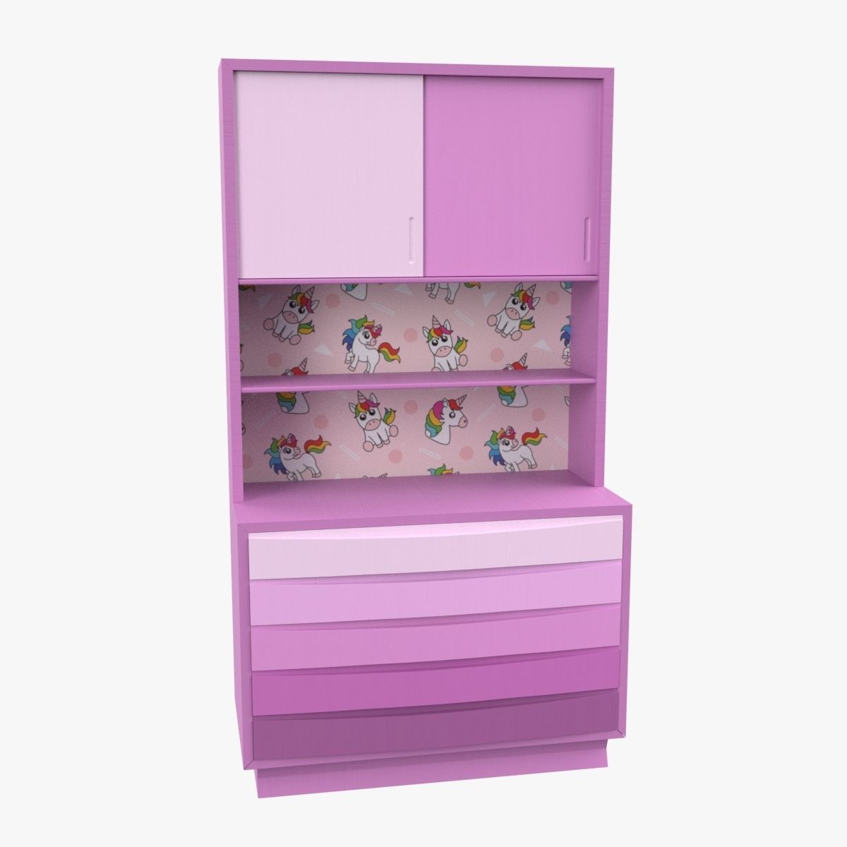 Children Bedroom Wall Cabinet Pink 3D model_21
