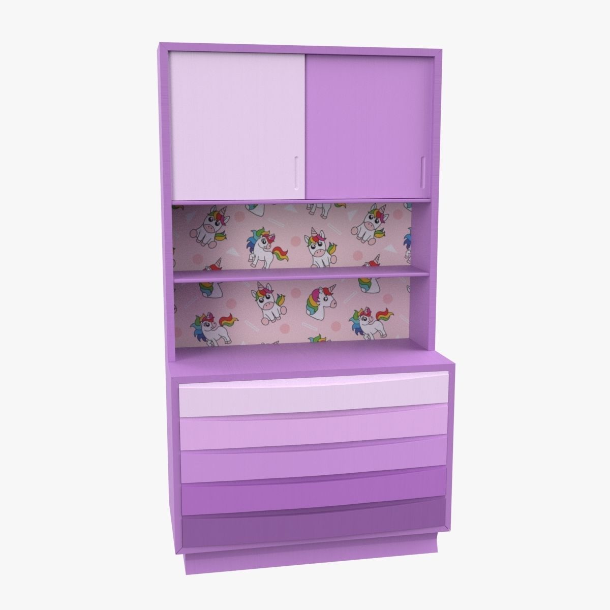 Children Bedroom Wall Cabinet Purple 3D model_22