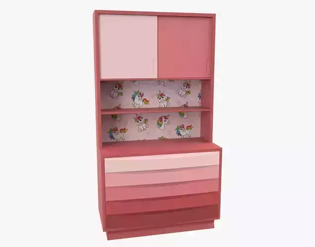 Children Bedroom Wall Cabinet Red