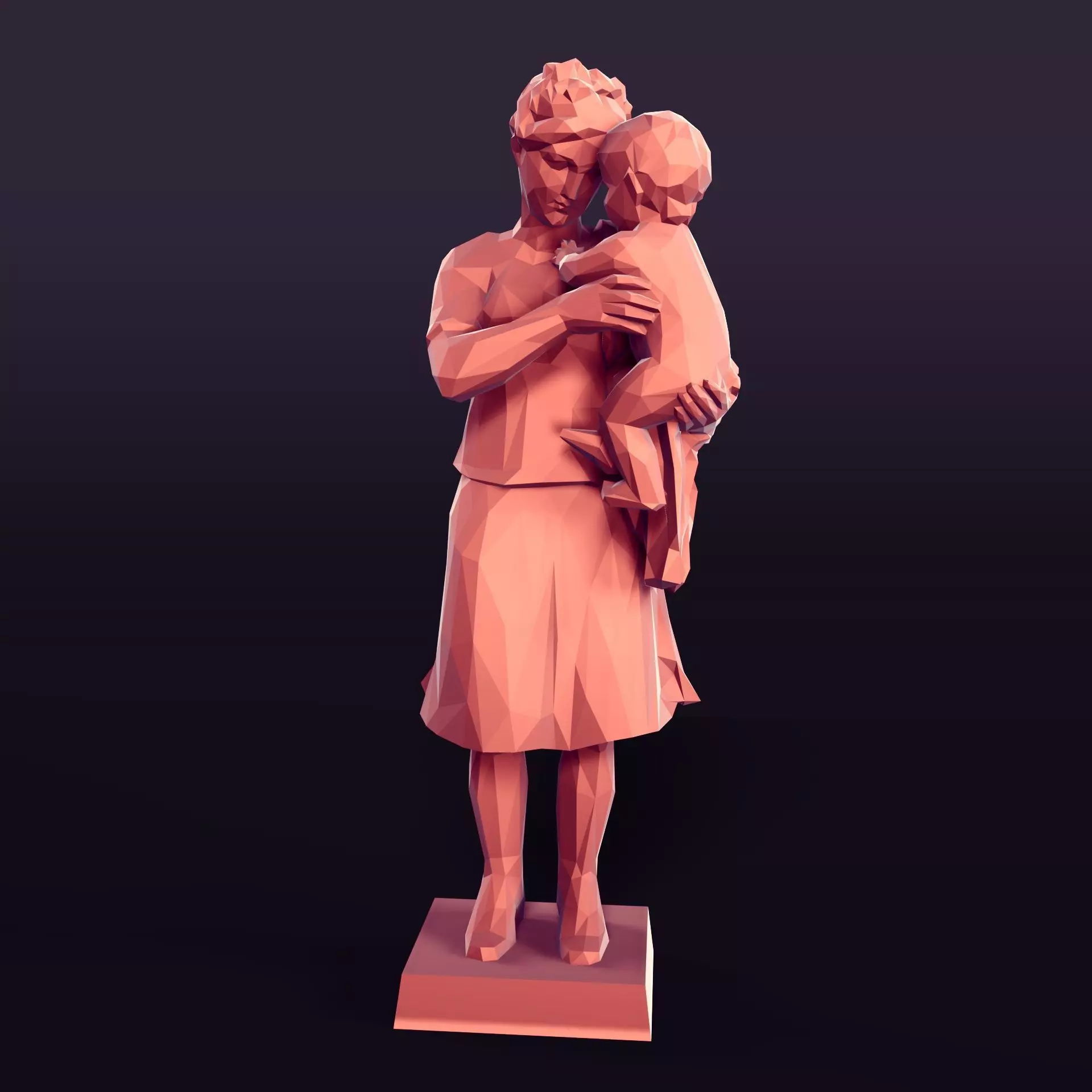 Woman And Child Statue 3D print model_0