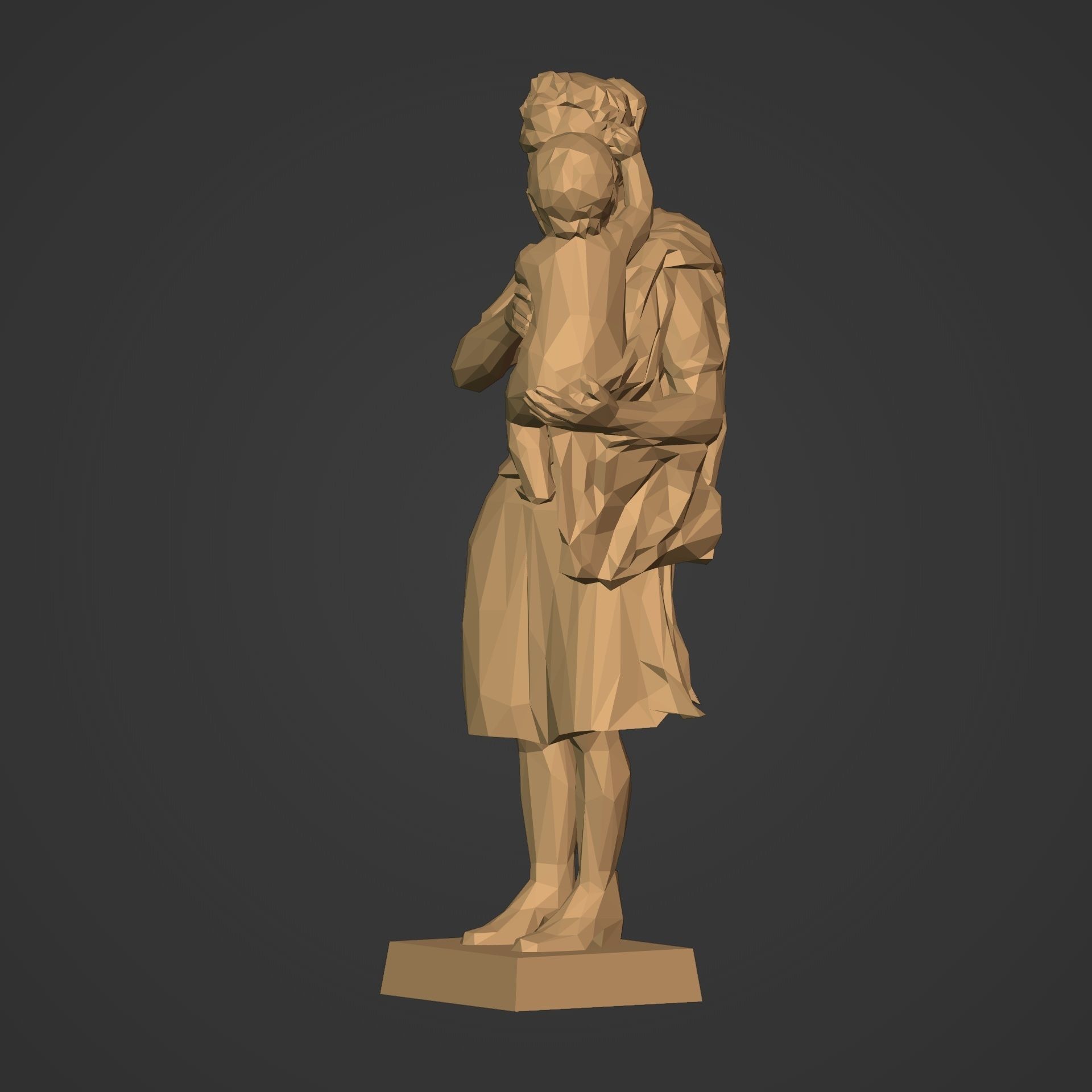 Woman And Child Statue 3D print model_3