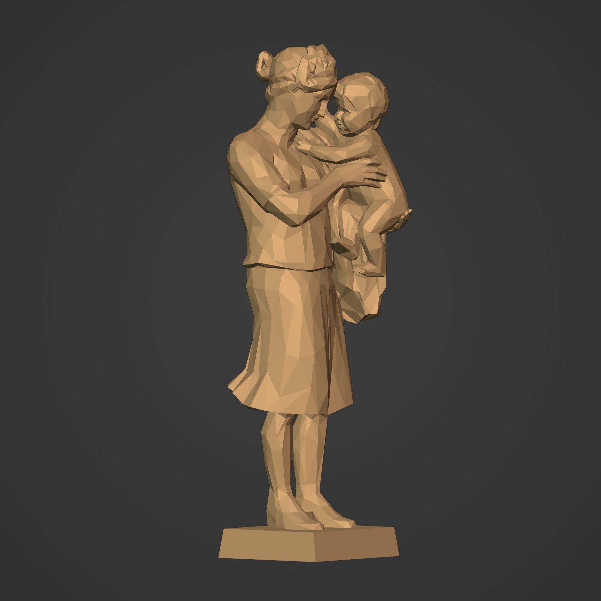 Woman And Child Statue 3D print model_5