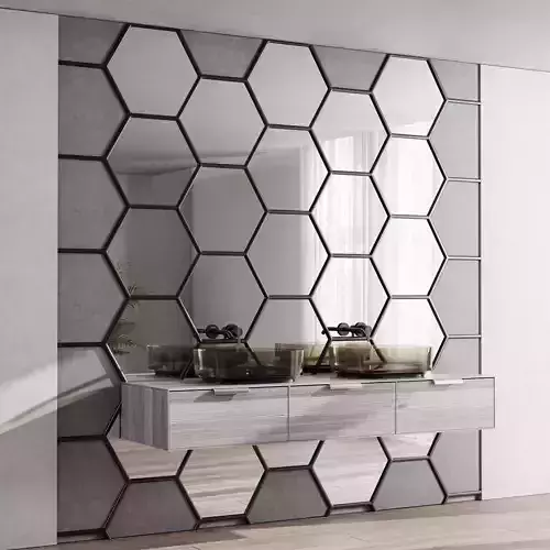 Bathroom furniture with hexagonal mirror by inbani faucet  59 