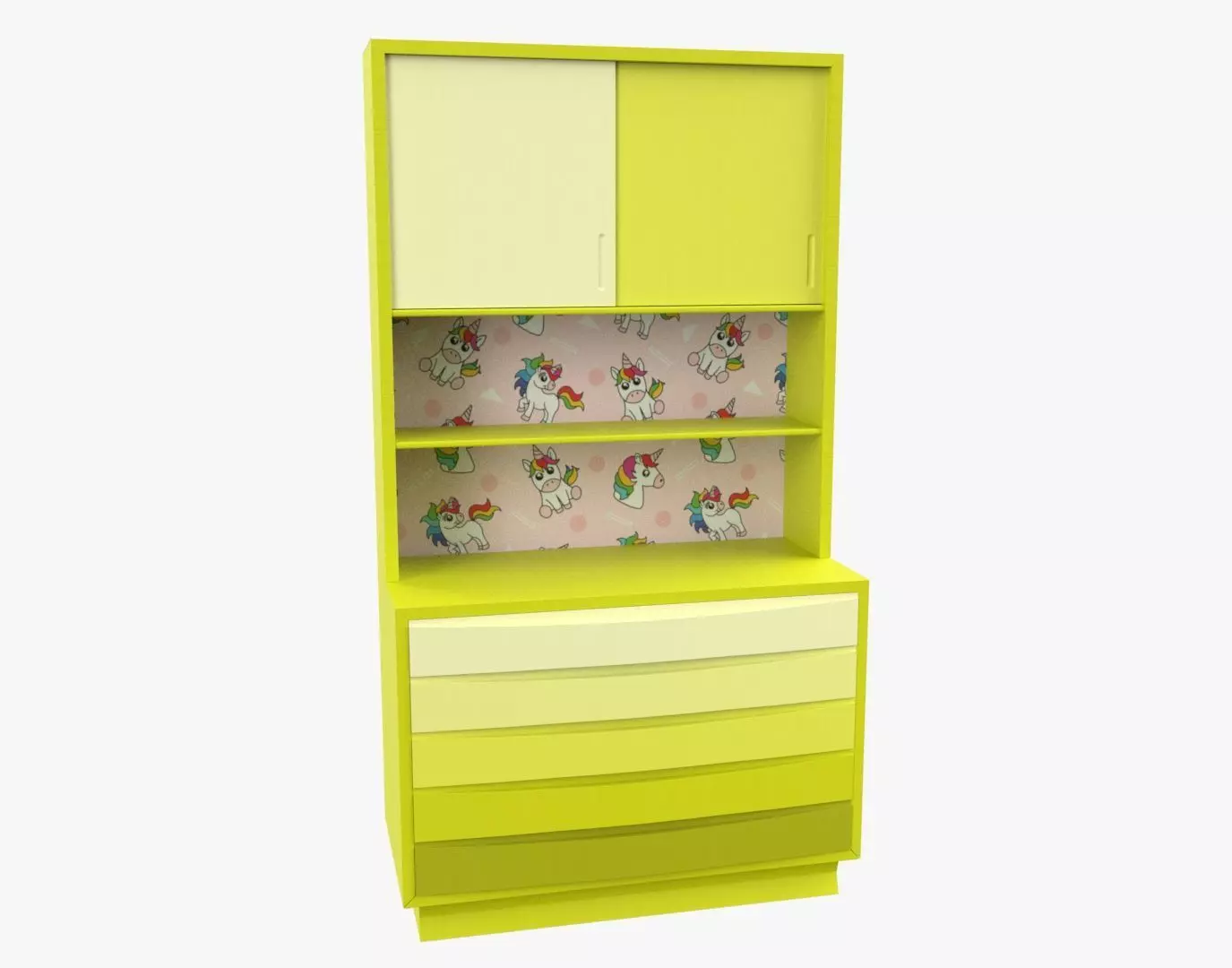 Children Bedroom Wall Cabinet Yellow 3D model