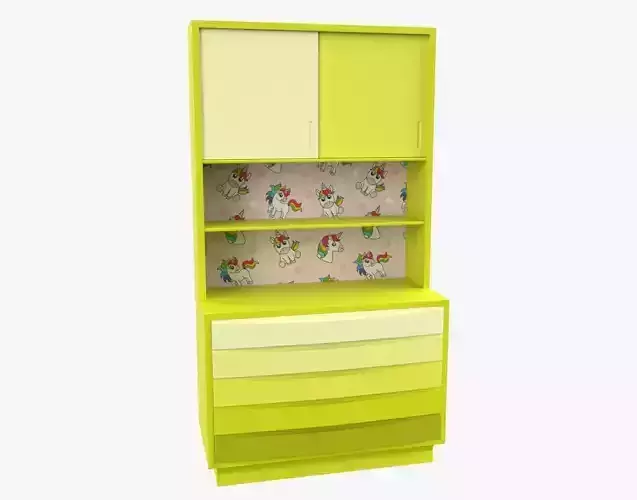 Children Bedroom Wall Cabinet Yellow