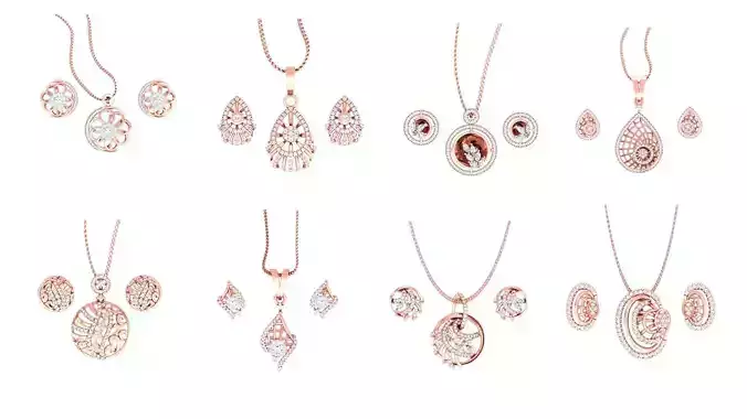 collection 43 Women pendant-earrings set 3dm stl