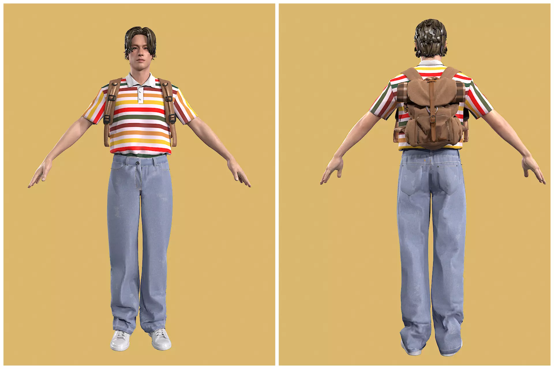 Outfit set with Backpack 3D model_0