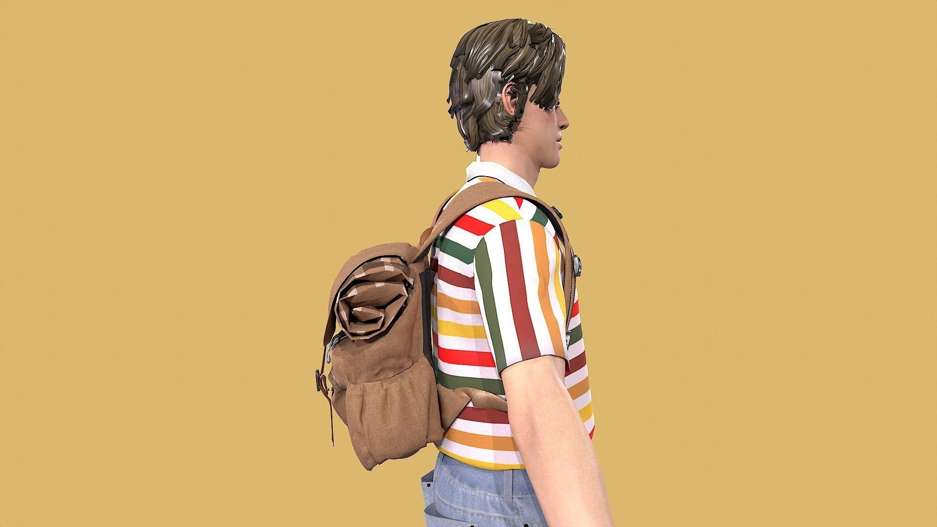 Outfit set with Backpack 3D model_7