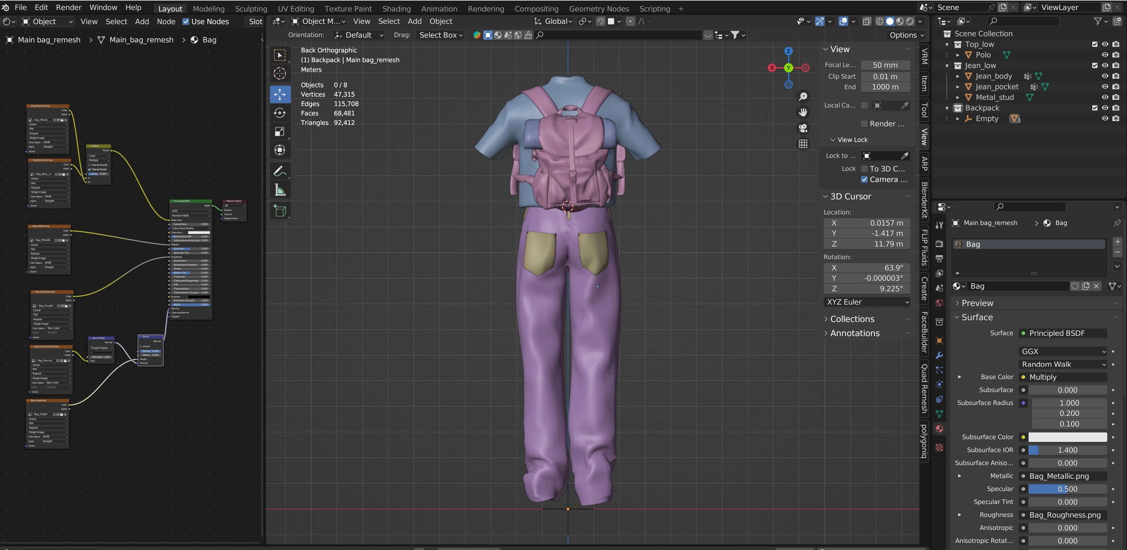 Outfit set with Backpack 3D model_35