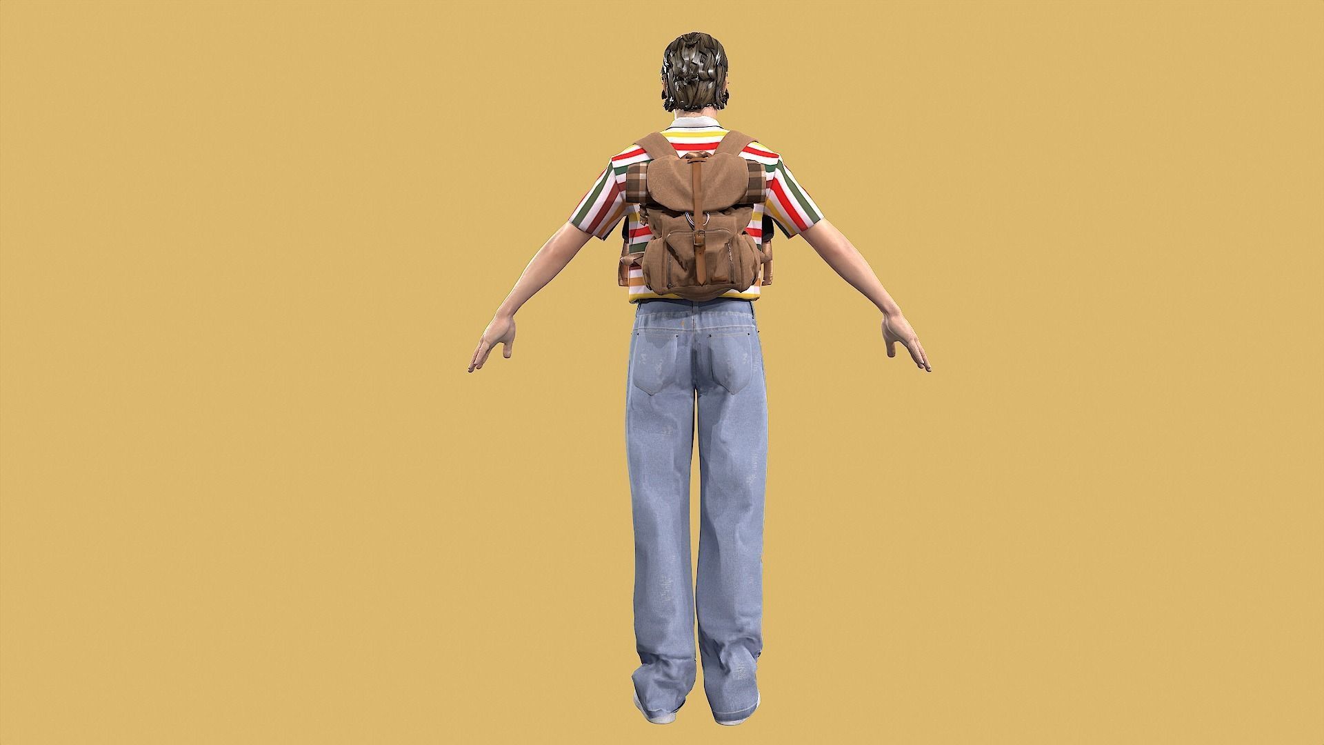 Outfit set with Backpack 3D model_6