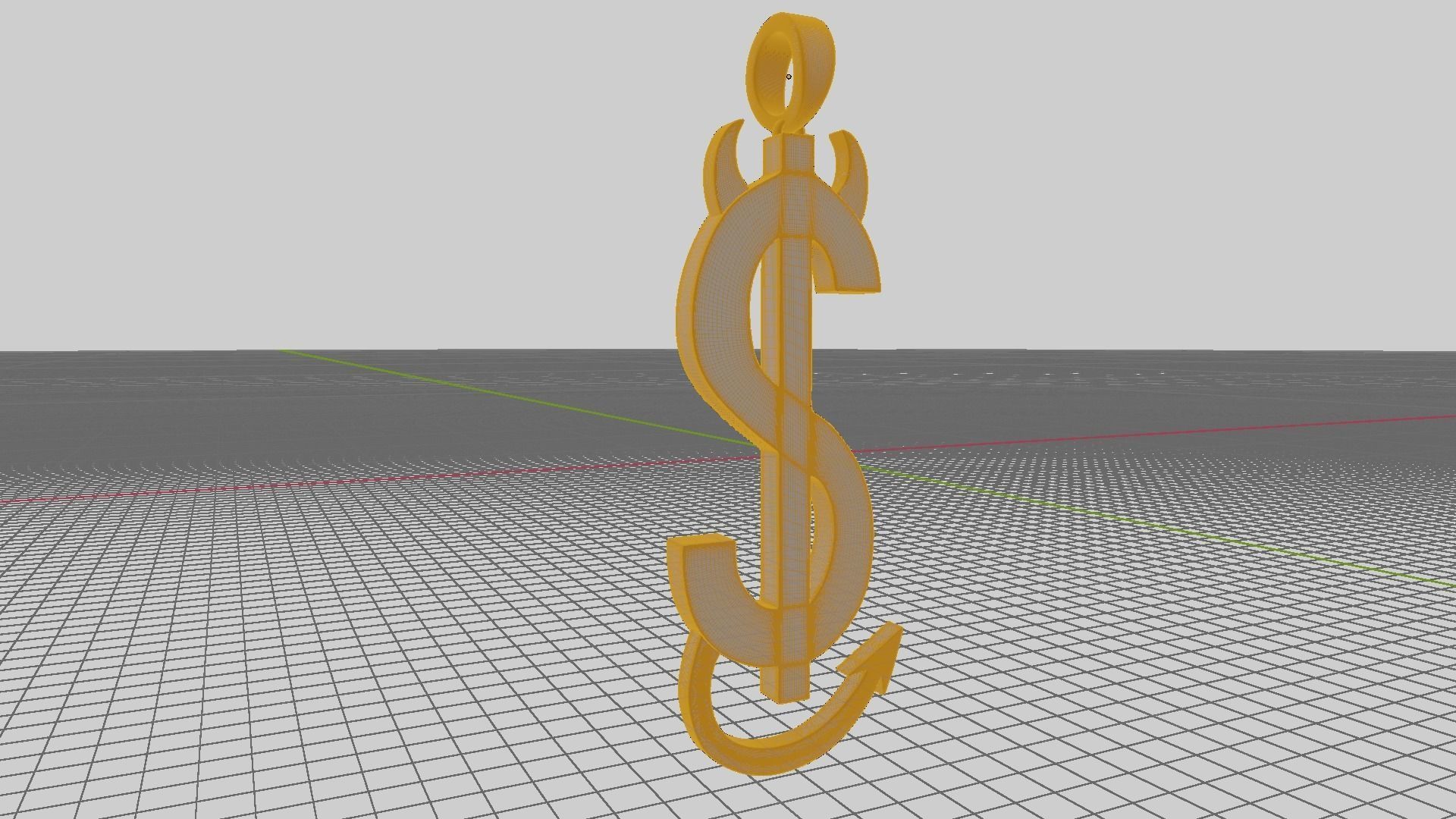 Evil Dollar Sign Pendant 3D print model_1