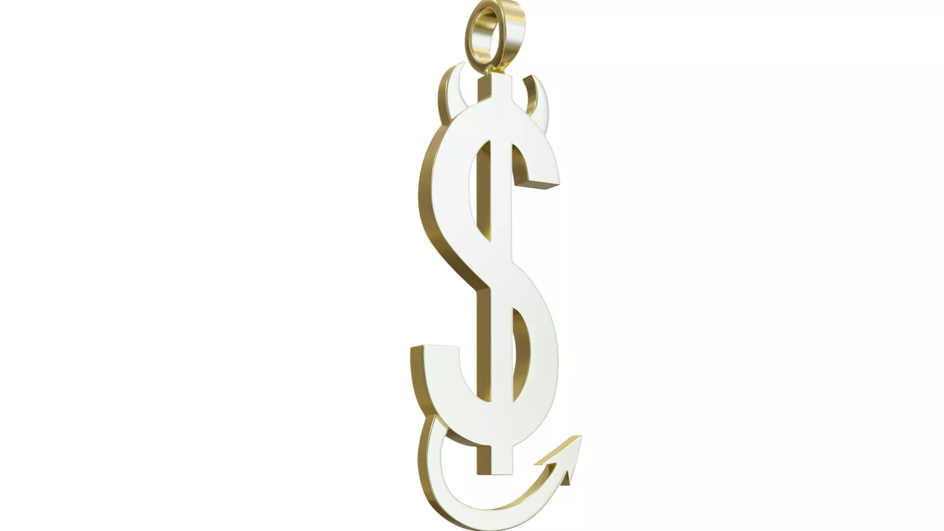 Evil Dollar Sign Pendant 3D print model_0