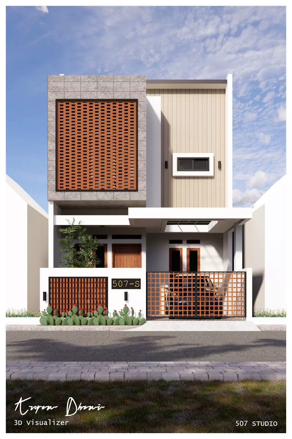 Small Modern House 3D model_0