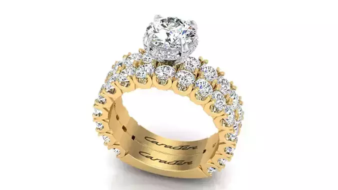 Engagement Ring with Wedding Band Unique Setting