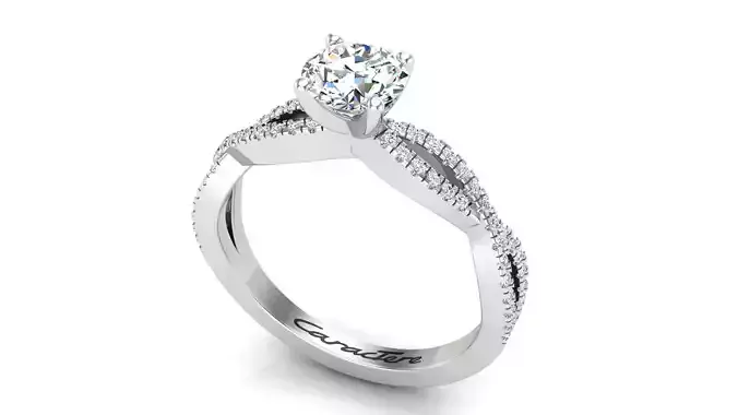 Twisted Engagement Ring With Round Stone