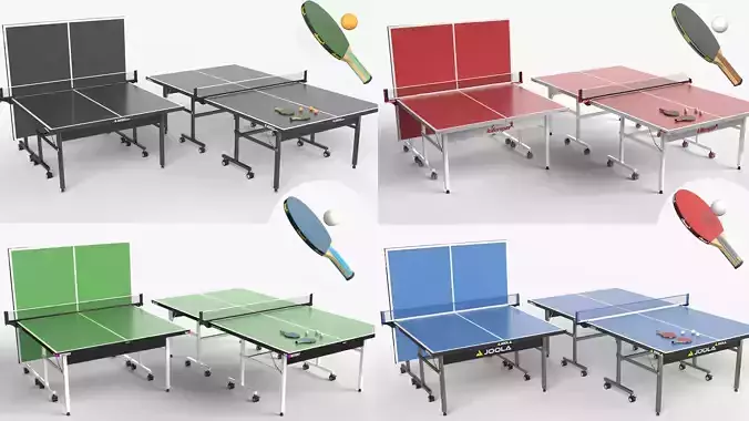 Collection of pingpong  tables racket and balls