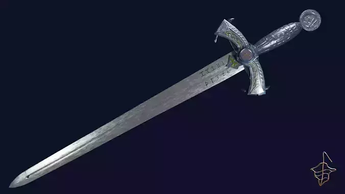 Detailed Excalibur sword Free low-poly 3D model